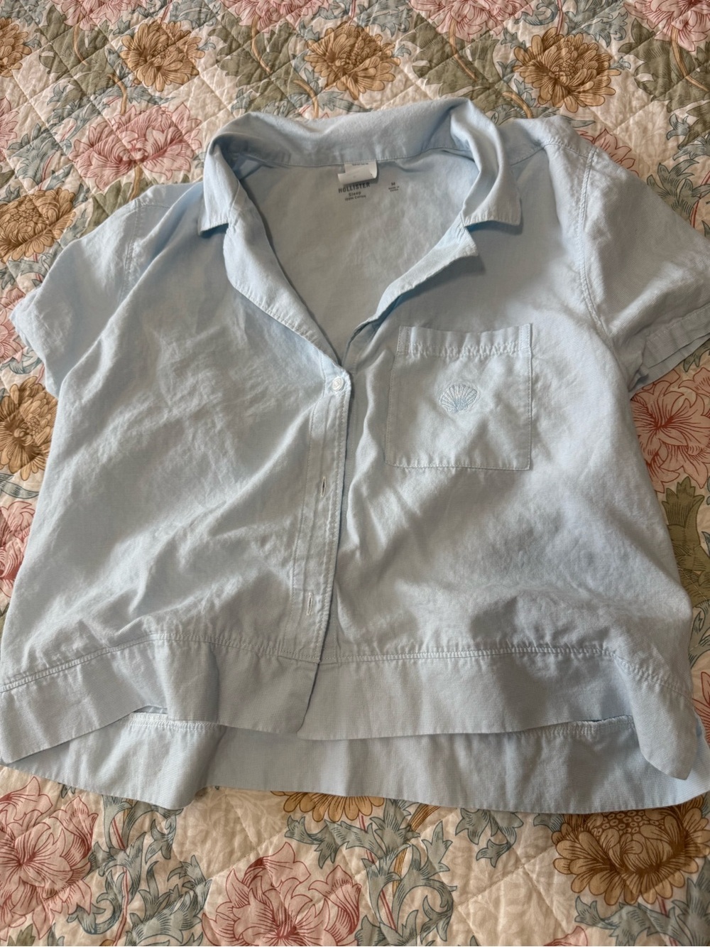 Light Blue Hollister Short-Sleeve Button-Front Shirt